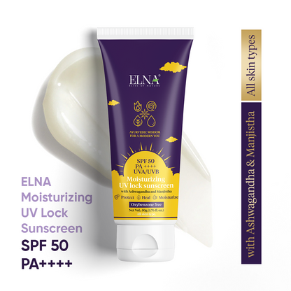 Moisturizing UV Lock Sunscreen SPF 50 PA++++ with Shatadhauta ghrit, Ashwagandha and Manjistha