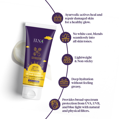 Moisturizing UV Lock Sunscreen SPF 50 PA++++ with Shatadhauta ghrit, Ashwagandha and Manjistha